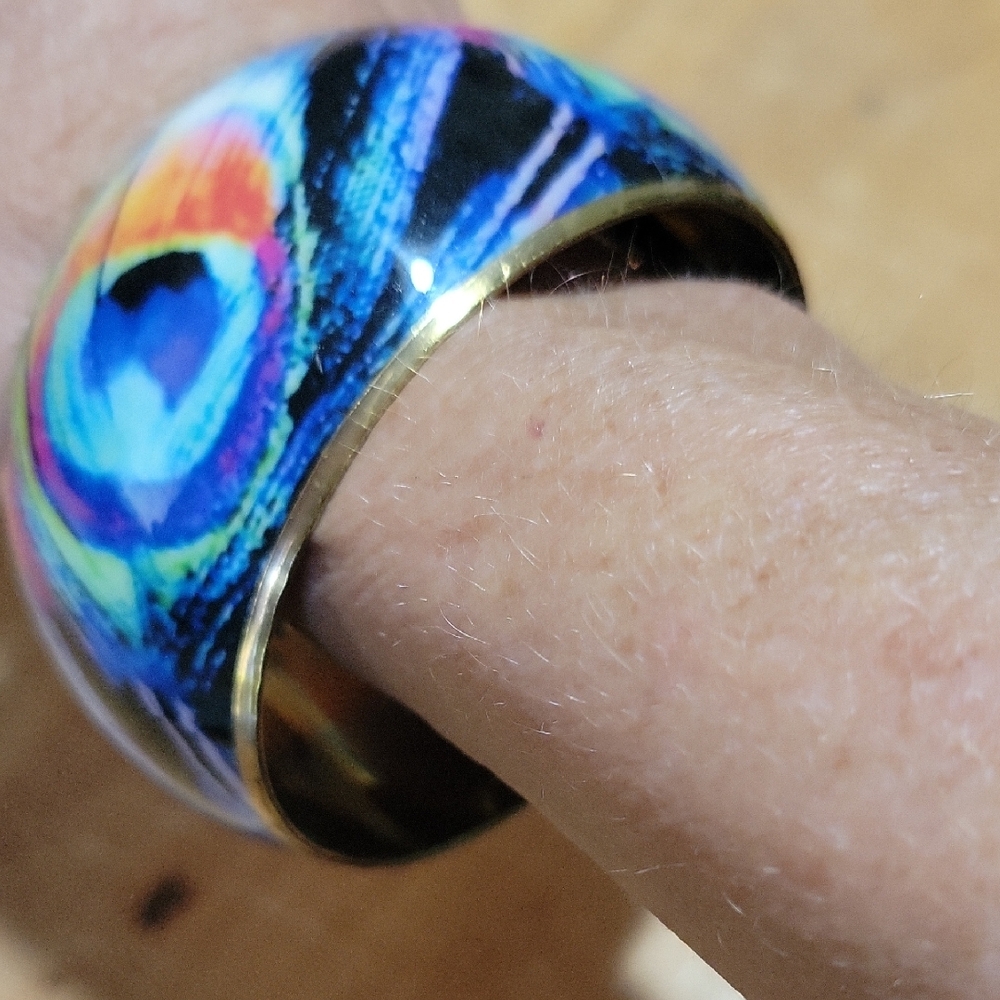NWT Colorful Peacock Feather Bangle Bracelet